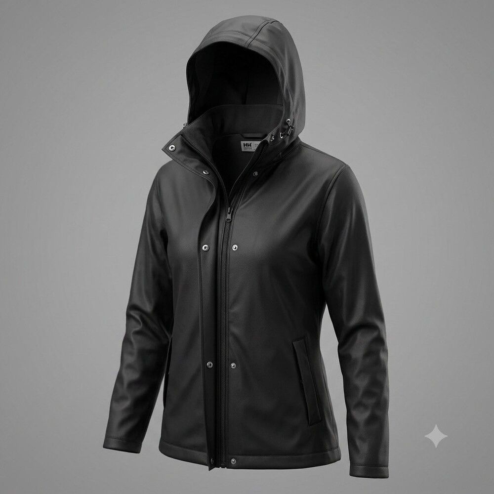 Helly Hansen Women’s Black Waterproof Rain Jacket Hooded Windbreaker Coat small